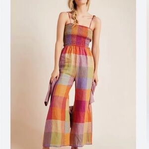 Multicolor Plaid Women's Jumpsuit